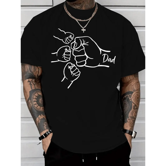 [100%25 Cotton] Dad of Three Fist Bump Tee – 100%25 Cotton, Black Short Sleeve, Ideal for Father's Day  Golf Gift T-Shirt For Men and Women