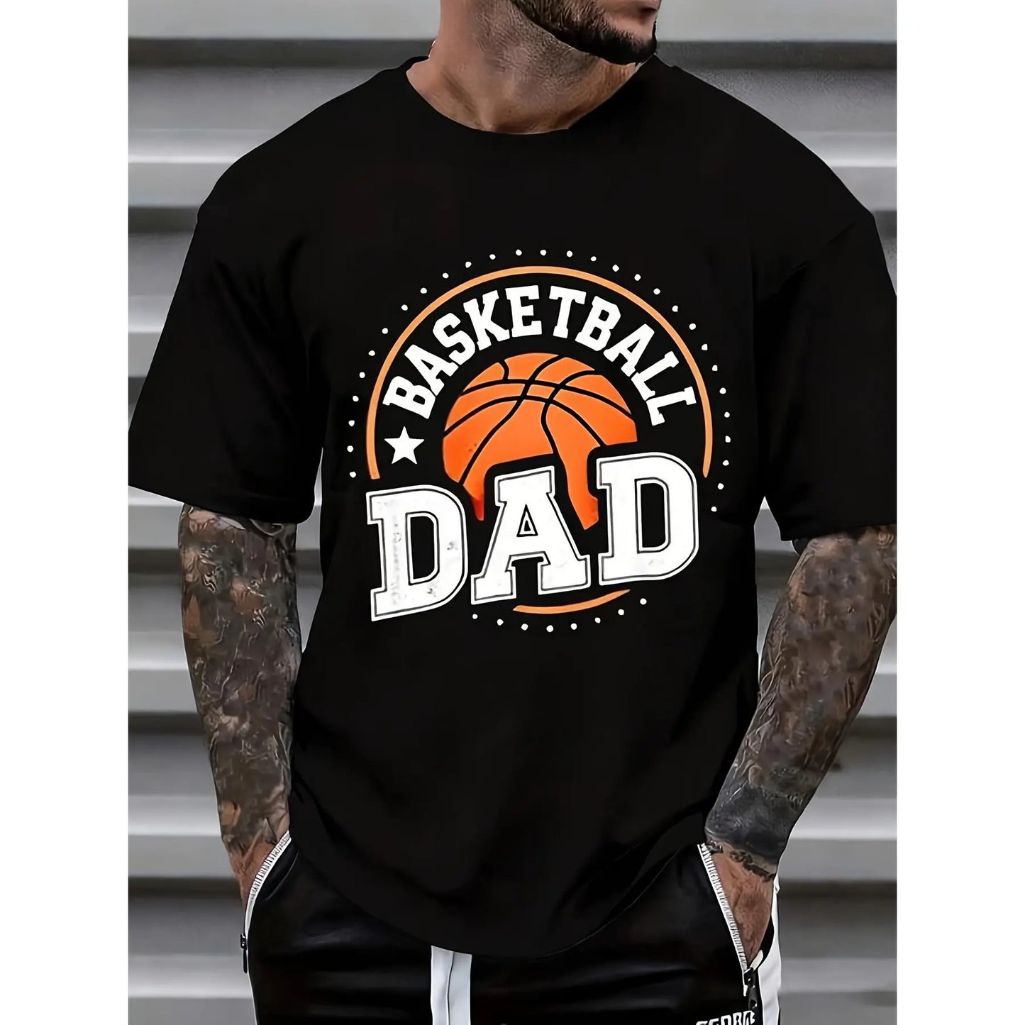Basketball Dad T T Shirt for Men Father Day Gift Sport Fan Apparel Casual Wear White T Shirt 1 Breathable Sweat Wicking And Soft Suitable for Daily Commutes Lounging at Home And Casual Wear.2026 New Year'S Party Street Style Outfits T Shirts