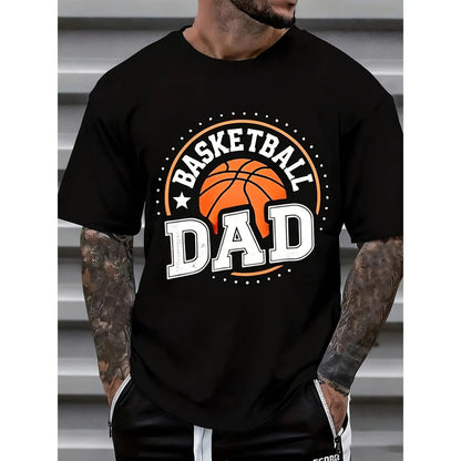 Basketball Dad T T Shirt for Men Father Day Gift Sport Fan Apparel Casual Wear White T Shirt 1 Breathable Sweat Wicking And Soft Suitable for Daily Commutes Lounging at Home And Casual Wear.2026 New Year'S Party Street Style Outfits T Shirts