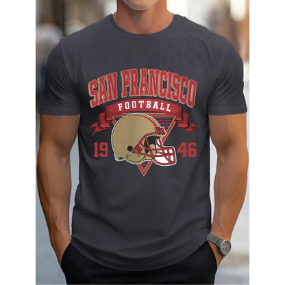 Thoughtful Gifts, Men'S Gifts, Classic San Francisco Football Print, A Men'S Casual T-Shirt Suitable for Football Enthusiasts, Pure Cotton Comfortable, Everything Basic, Unisex.