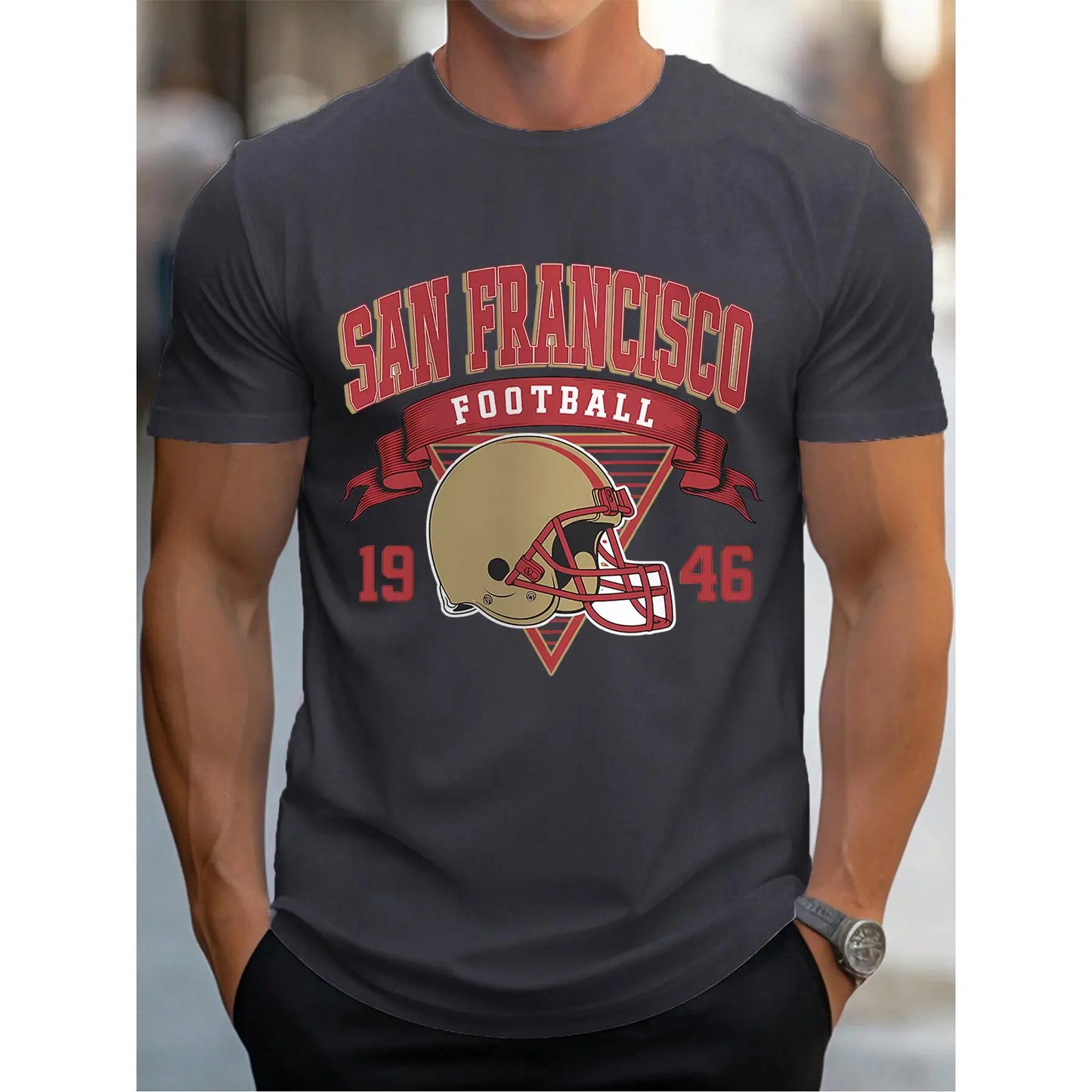 Thoughtful Gifts, Men'S Gifts, Classic San Francisco Football Print, A Men'S Casual T-Shirt Suitable for Football Enthusiasts, Pure Cotton Comfortable, Everything Basic, Unisex.