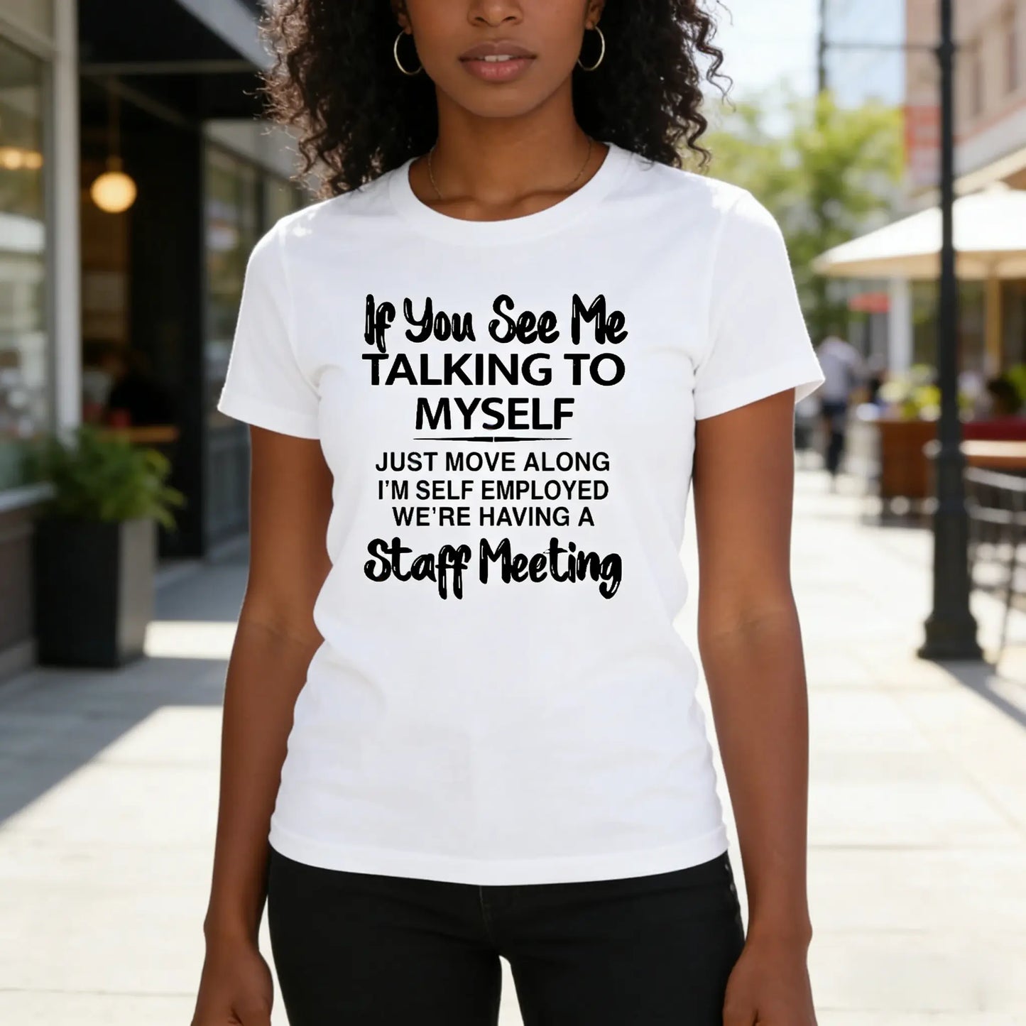 Plus Size Men's Short Sleeve Graphic Print "If You See Me Talking to Myself" T-shirt for Summer, Outdoor Sports Tees