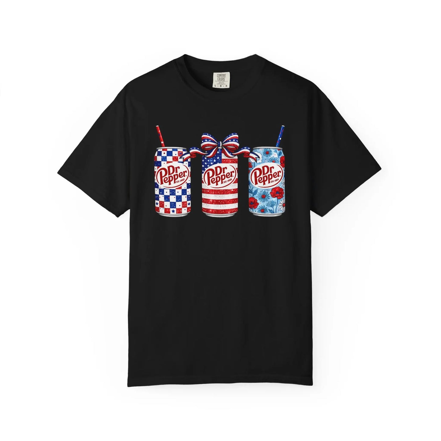 Women's Patriotic Soda Graphic T-Shirt - Retro Americana Style, Comfortable Short Sleeve, Classic Beverage Print Daily Casual Top with Birthday-Friendly Fabric Garment Details, Pairable with Cardigans & Joggers