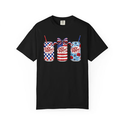 Women's Patriotic Soda Graphic T-Shirt - Retro Americana Style, Comfortable Short Sleeve, Classic Beverage Print Daily Casual Top with Birthday-Friendly Fabric Garment Details, Pairable with Cardigans & Joggers