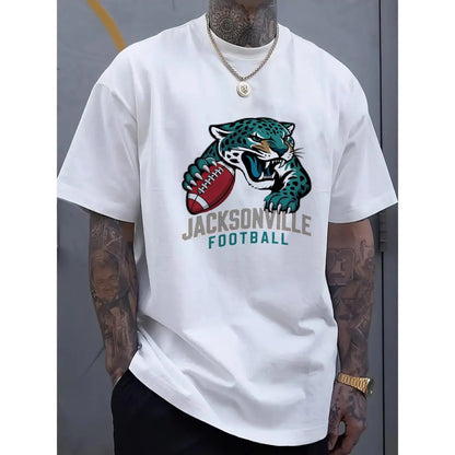Black T-Shirt with Jacksonville  for JAGUAR  and Text, Perfect for Sports Fans and Casual Wear, PLUS SIZE
