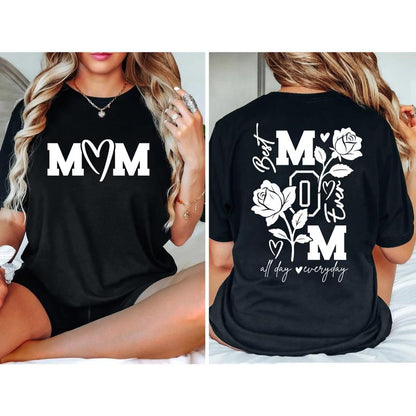 Men's Oversized Cotton Double-Sided Print Mom Tee - Casual Style, Cool Mom Club Pick, Great Mother’s Day Gift, Comfortable for Road Trips, Pairable with Leggings, Denim, Tank Top, Swimwear Accessories