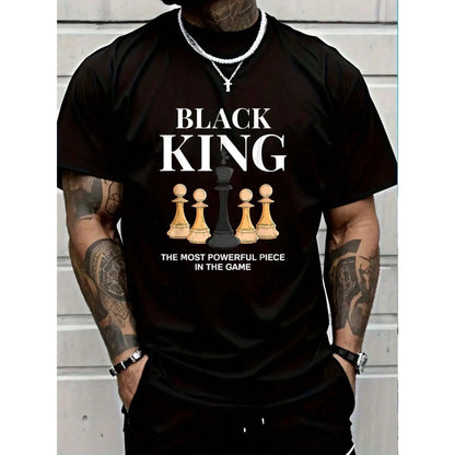 100%25 Cotton Black King The Most Powerful Piece In The Game Chess T-Shirt
