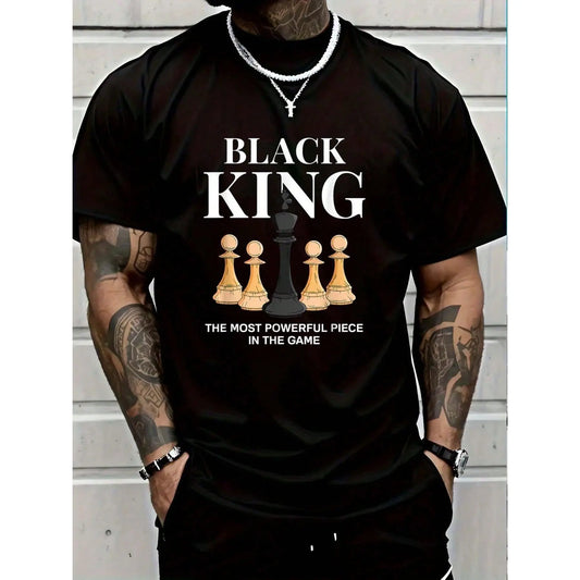 100%25 Cotton Black King The Most Powerful Piece In The Game Chess T-Shirt
