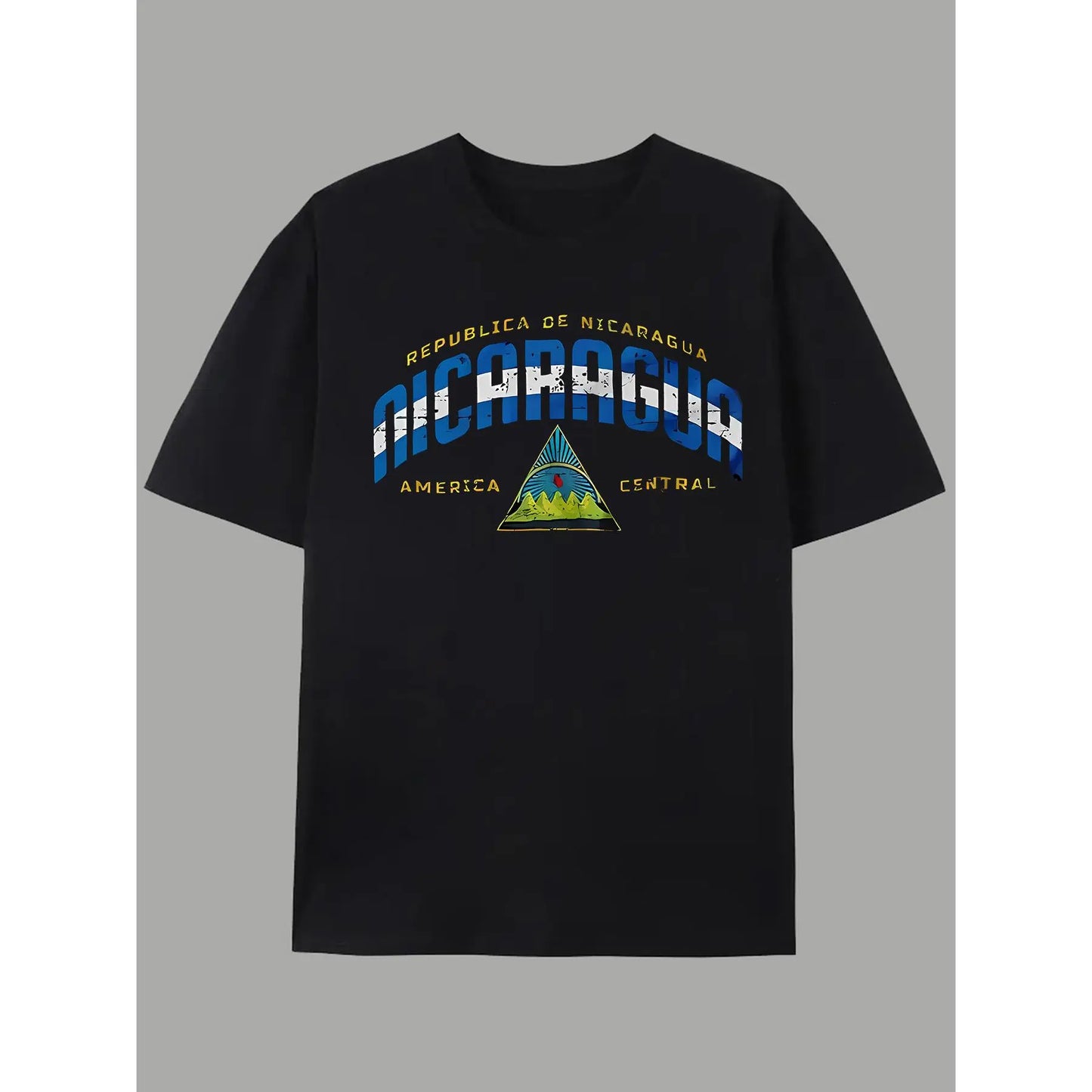 Men'S Casual "Republica de Nicaragua" Graphic T-Shirt - Short Sleeve, Round Neck, Lightweight & Breathable, Ideal for Summer & Spring Outdoor Activities, Outdoor Clothing | Graphic Tee | Comfortable Fit, Nicaragua Shirt