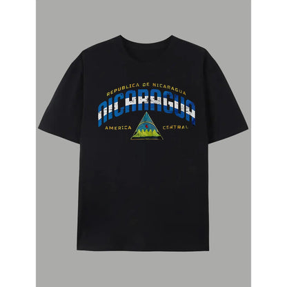 Men'S Casual "Republica de Nicaragua" Graphic T-Shirt - Short Sleeve, Round Neck, Lightweight & Breathable, Ideal for Summer & Spring Outdoor Activities, Outdoor Clothing | Graphic Tee | Comfortable Fit, Nicaragua Shirt