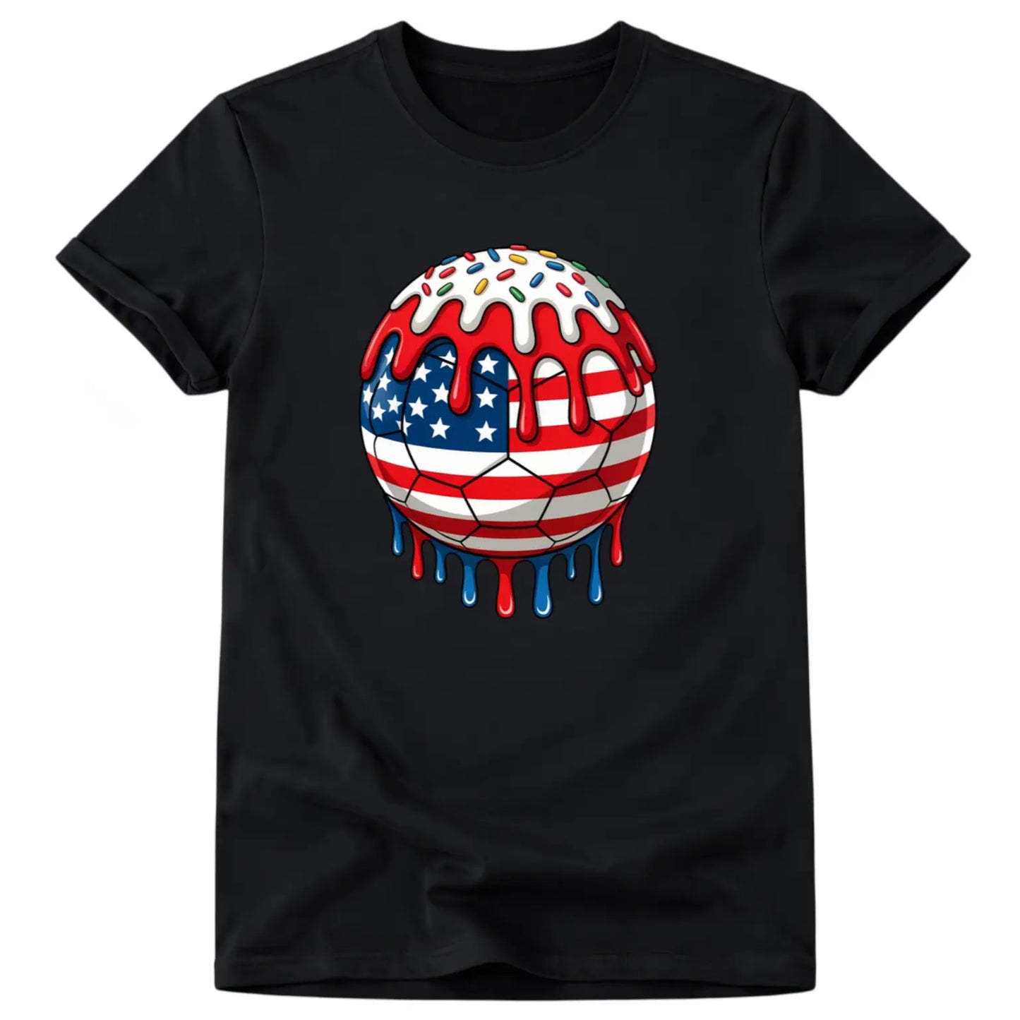 USA Ice Cream Drip Soccer 4th of July T-Shirt