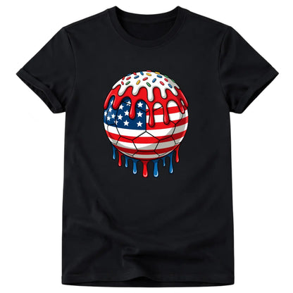 USA Ice Cream Drip Soccer 4th of July T-Shirt