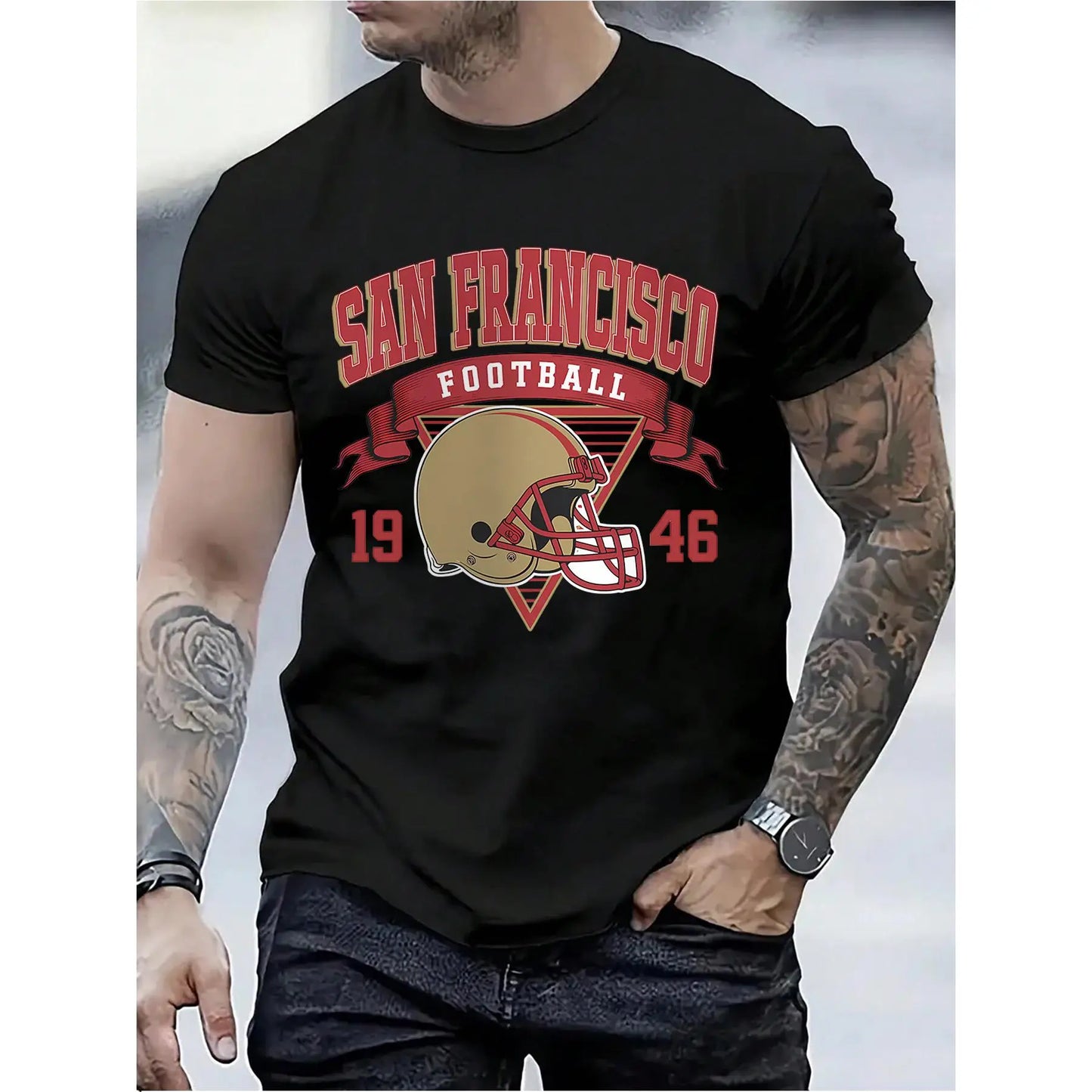 Thoughtful Gifts, Men'S Gifts, Classic San Francisco Football Print, A Men'S Casual T-Shirt Suitable for Football Enthusiasts, Pure Cotton Comfortable, Everything Basic, Unisex.