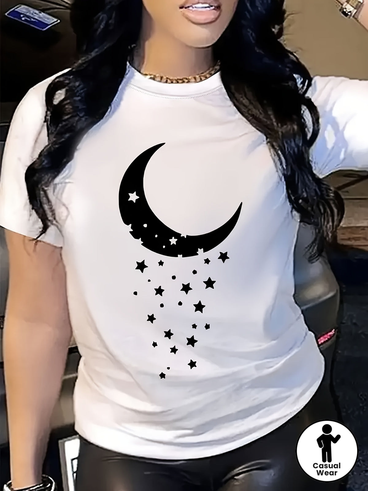 Summer Women's Short-sleeve T-shirt with Front Print, Comfortable and Breathable, Casual Y Style, Suitable for Spring and Summer