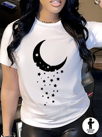 Summer Women's Short-sleeve T-shirt with Front Print, Comfortable and Breathable, Casual Y Style, Suitable for Spring and Summer