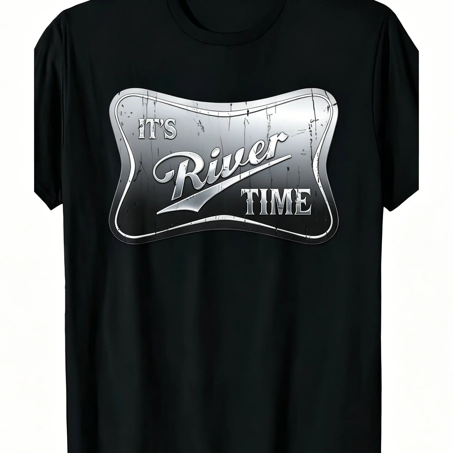 Its River Time T-Shirt River Life Summer Tee Lake Boating Shirt for WomenUnisex for Daily Wear 2025 Summer Trendy Streetwear Fashion Top Quality Comfortable Casual Printed T-shirt Pure Cotton Black Oversized Graphic Tshirt