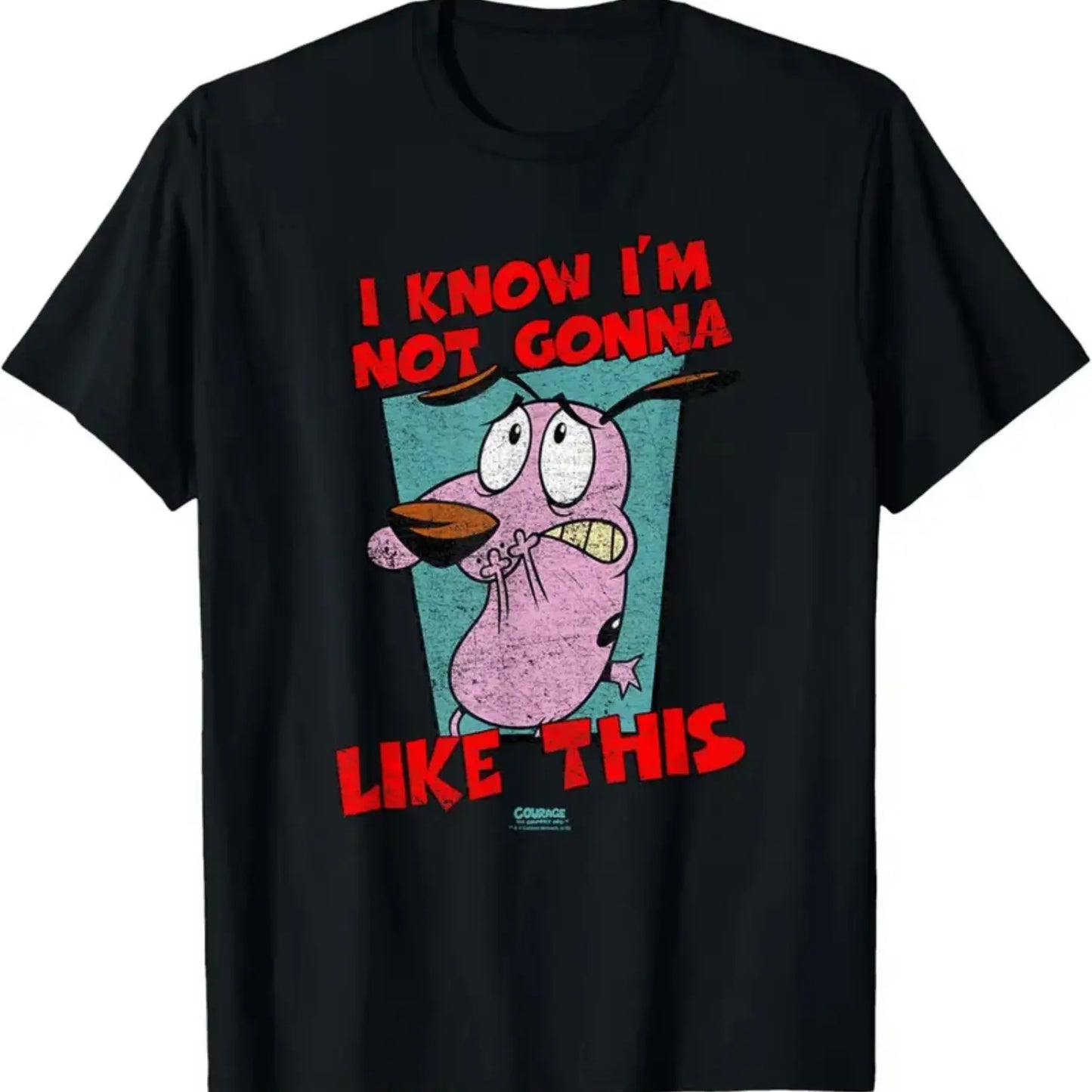 Courage the Cowardly Dog Graphic T-Shirt, 100%25 Cotton, Casual Crew Neck, Slight Stretch, All-Season Knit Fabric, Regular Fit with Printed Pattern for Adults Man Menswear
