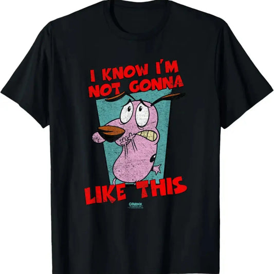 Courage the Cowardly Dog Graphic T-Shirt, 100%25 Cotton, Casual Crew Neck, Slight Stretch, All-Season Knit Fabric, Regular Fit with Printed Pattern for Adults Man Menswear