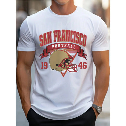 Thoughtful Gifts, Men'S Gifts, Classic San Francisco Football Print, A Men'S Casual T-Shirt Suitable for Football Enthusiasts, Pure Cotton Comfortable, Everything Basic, Unisex.