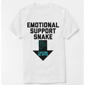 Men's Crude Humor Inappropriate Emotional Support Snake Graphic T-Shirt - Shortleeve, Round Neck, Loose, Soft Simple Cotton Fabric, Casual Streetwear Style Sports Top, Shortsleeve
